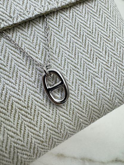 HERMES 豬鼻子項鏈 銀色