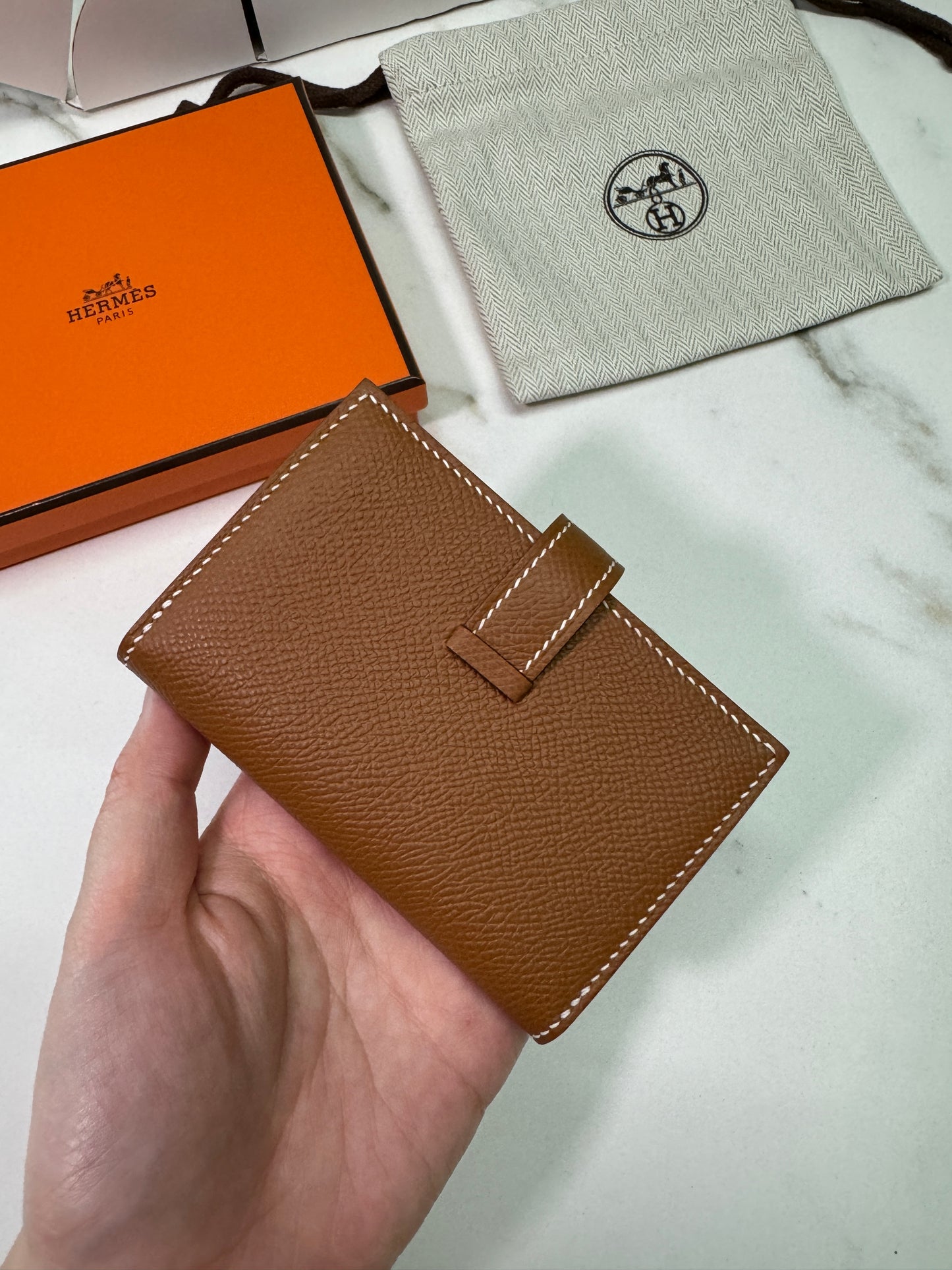 HERMES Bearn Mini Wallet 有散子位 Gold Epsom