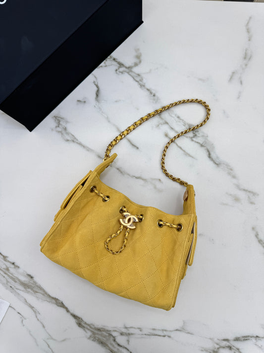 CHANEL Mini 25Bag 麂皮黃色