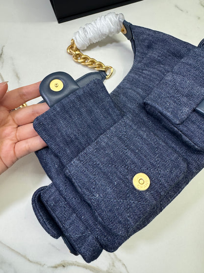 CHANEL 25C 深藍牛仔 Hobo Small