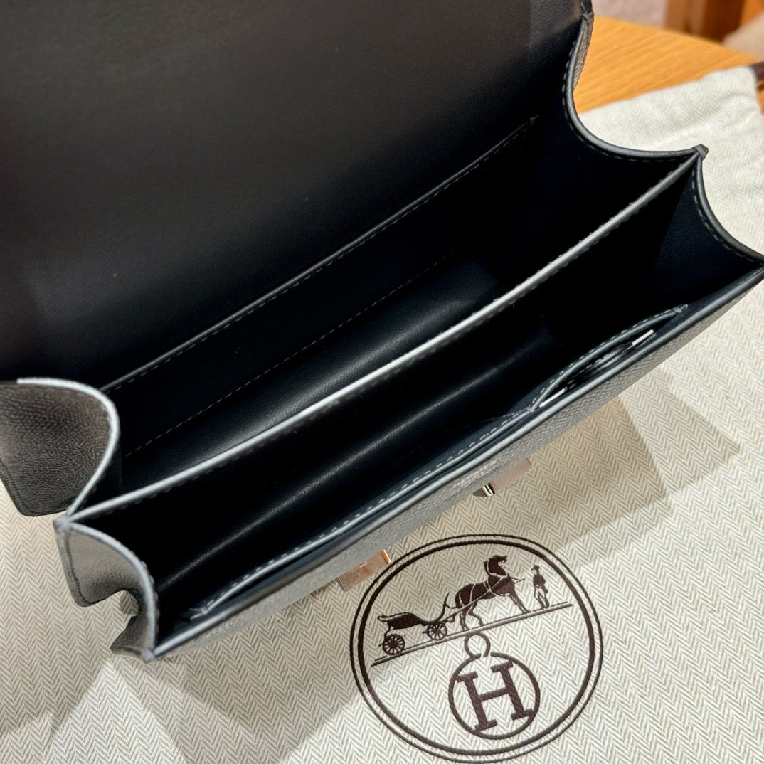 HERMES Mini Constance 鏡子款 黑銀 Epsom