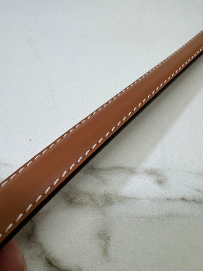 CELINE Triomphe 凱旋門皮帶1.8cm 金扣 棕色