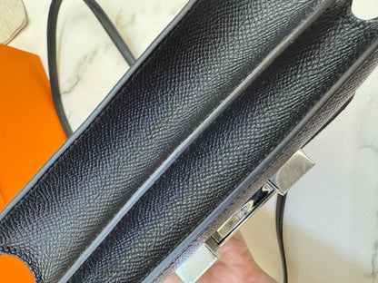 HERMES Mini Constance 新版 附鏡子 黑銀 Epsom PHW