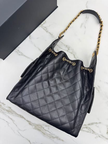 CHANEL 25Bag Medium 黑色荔枝皮