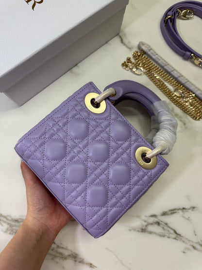 DIOR Mini Lady Dior 紫色羊皮