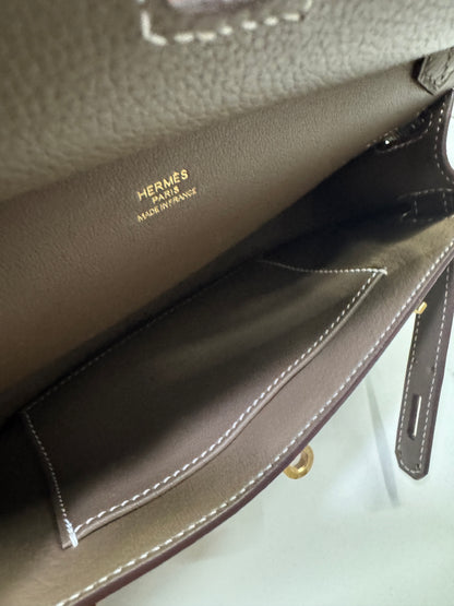 HERMES Jypsiere Mini 大象灰 金扣 evercolor 18 etoupe GHW