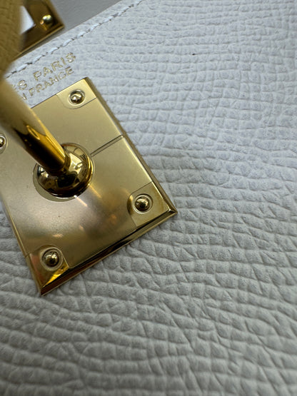 HERMES Mini Kelly II 奶昔白金扣 Epsom GHW
