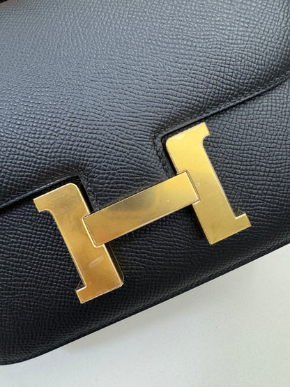 HERMES Mini Constance 黑金 Epsom Noir GHW 新鏡子版