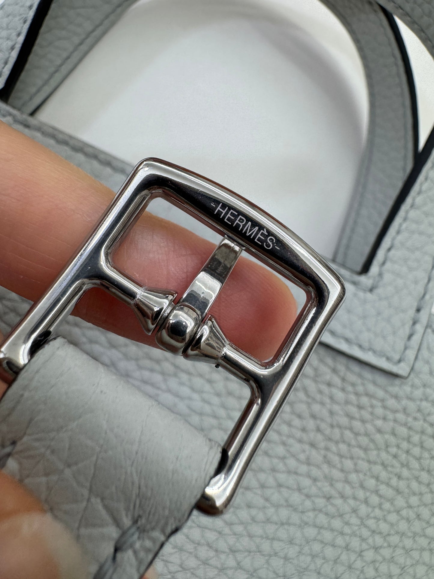 HERMES Halzan 25 聖杯藍銀扣 Bleu Pale
