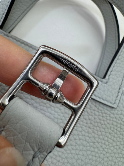 HERMES Halzan 25 聖杯藍銀扣 Bleu Pale