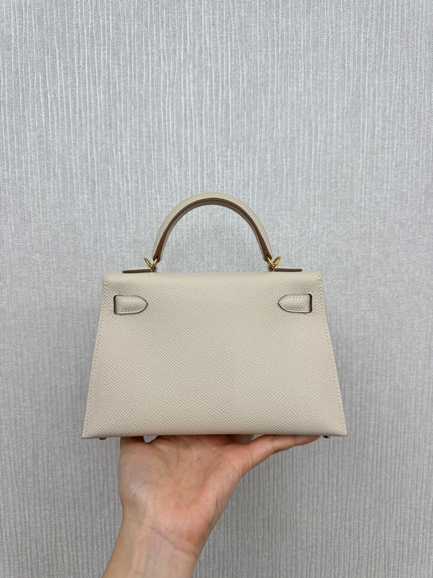 HERMES Mini Kelly II 奶昔白金扣 Epsom GHW