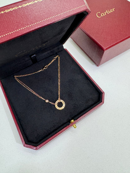 CARTIER Love 小圓餅雙層項鏈 玫瑰金色