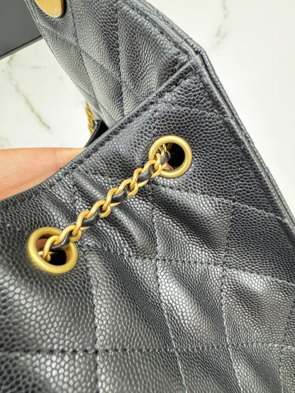 CHANEL 25Bag Medium 黑色荔枝皮