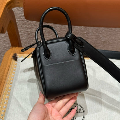 HERMES Mini Lindy Touch 拼鱷魚皮 黑色銀扣 noir