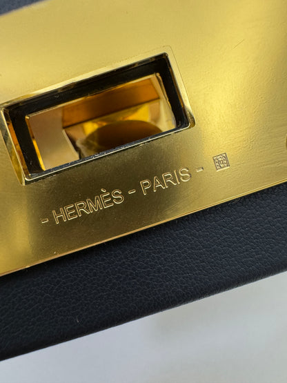 HERMES Mini 2424 午夜藍金扣 Evercolor 2Z Bleu Nuit GHW