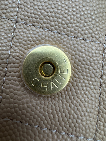 CHANEL Mini 25Bag 奶茶杏荔枝皮 Caviar Calfskin