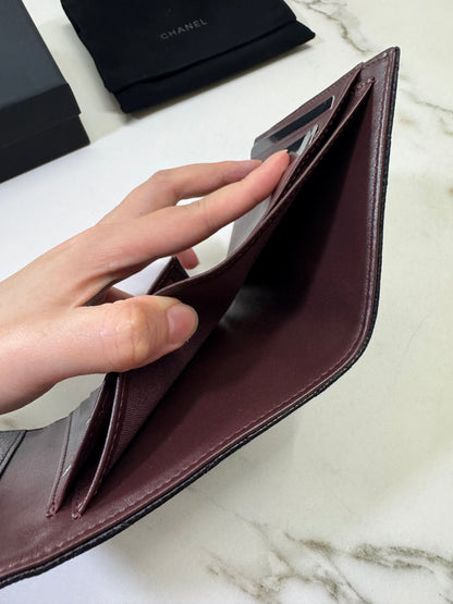 CHANEL CF三摺錢包 黑金牛