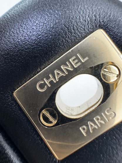 CHANEL 25K亮面淺金球 Mini CF20 Pearl Crush