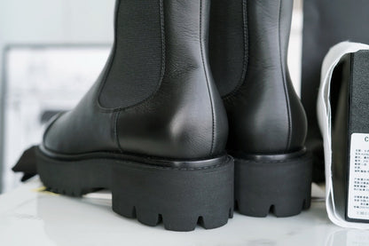 CHANEL 厚底切爾西 Chelsea Boots 漆皮拼牛皮