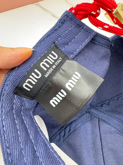 MIU MIU 後抽繩鴨舌帽 深藍