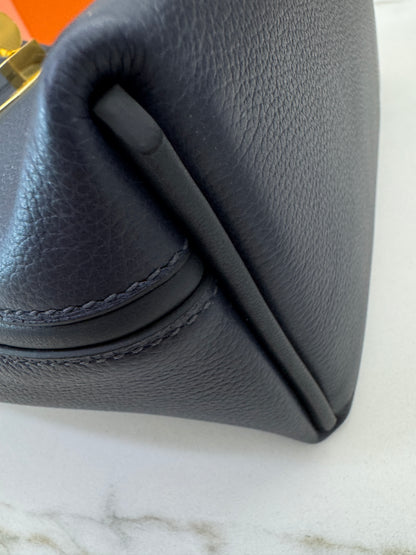 HERMES Mini 2424 午夜藍金扣 Evercolor 2Z Bleu Nuit GHW