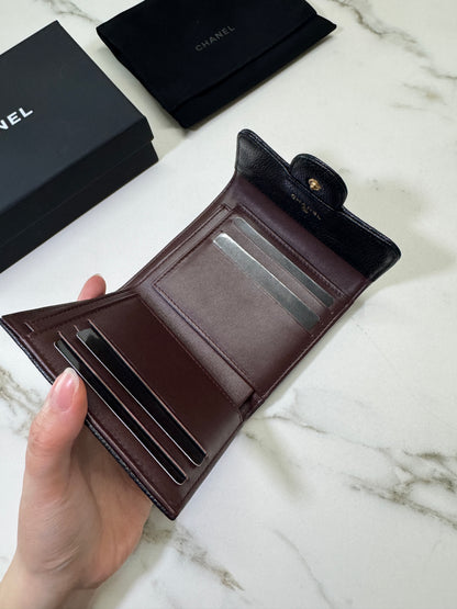 CHANEL CF三摺錢包 黑金牛