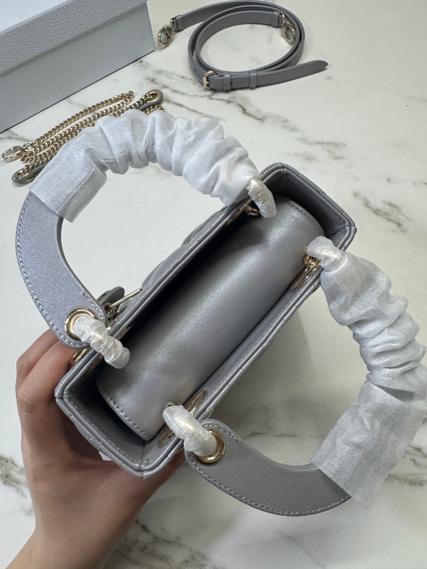 DIOR Lady Dior Mini 珠光灰