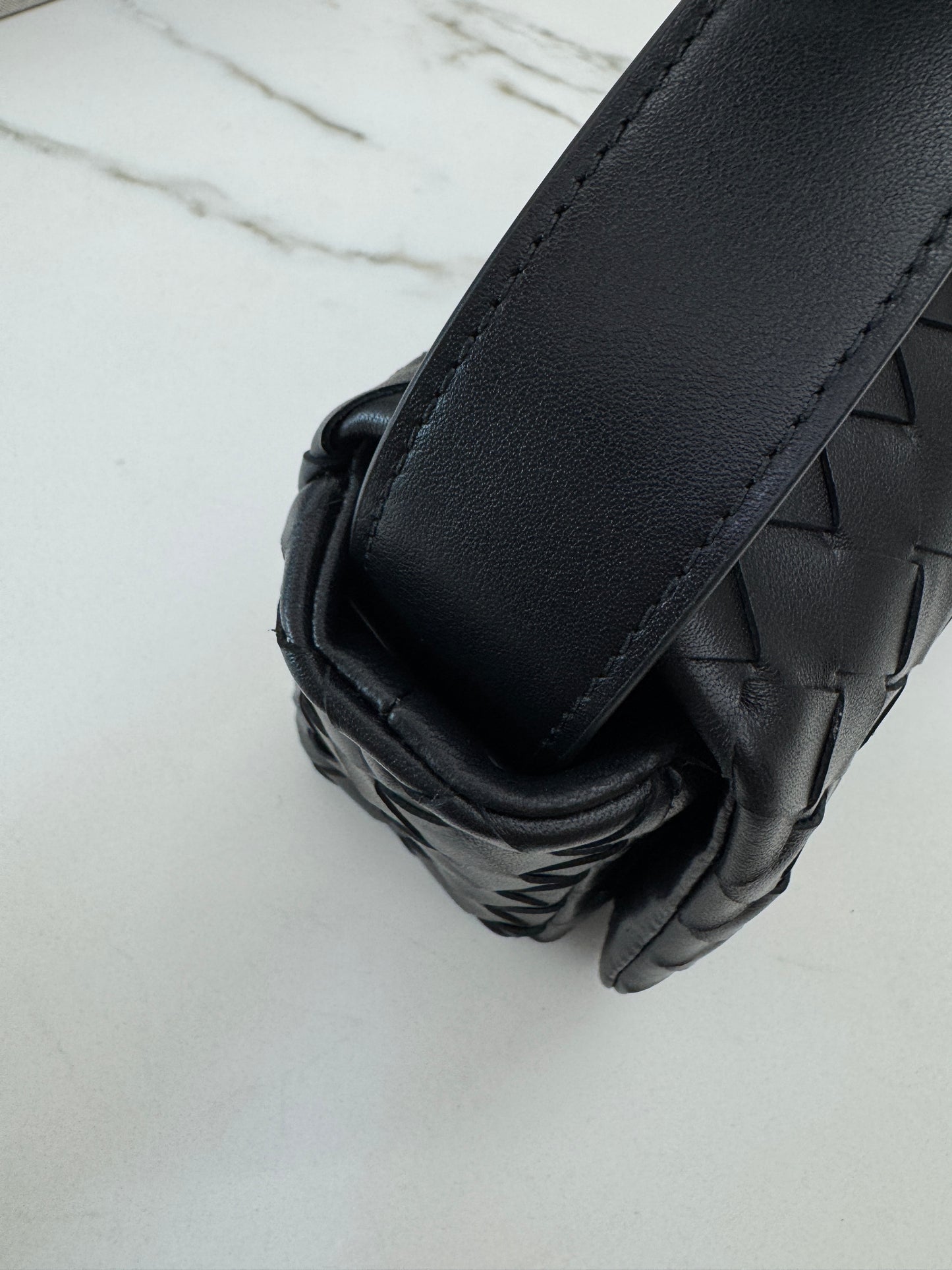 BV Intrecciato Mini Bag with Flap Black