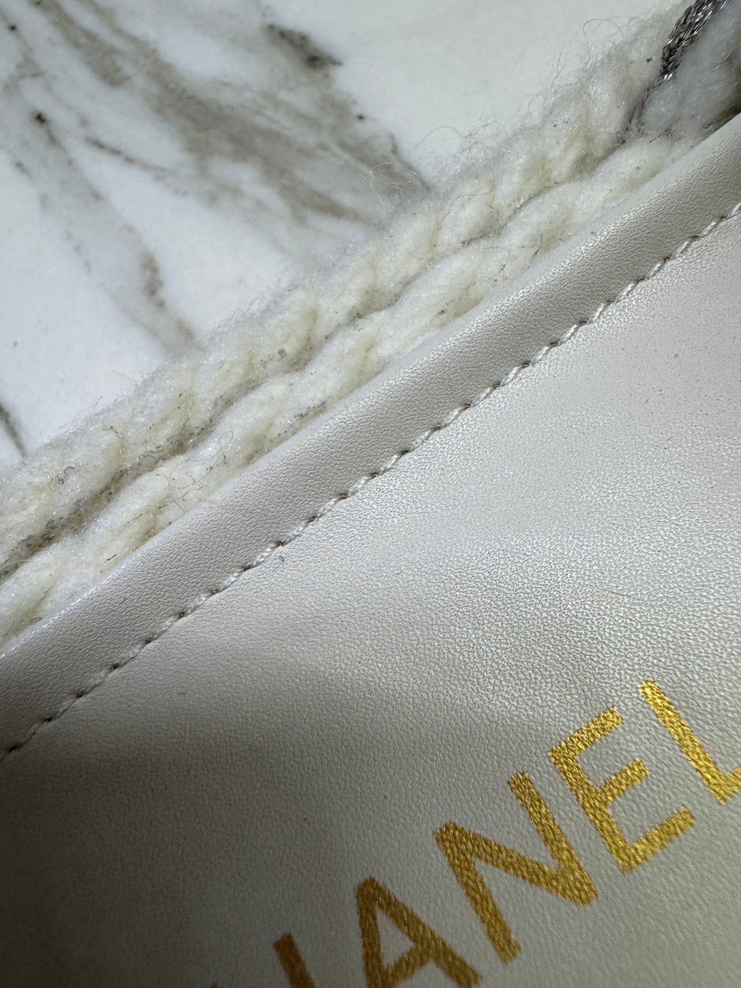 CHANEL 白銀色 厚底拖鞋