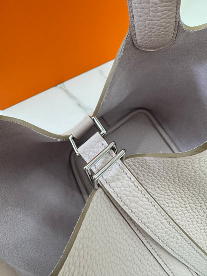 HERMES Picotin Lock 18 夢幻紫銀扣 TC Mauve Pale PHW