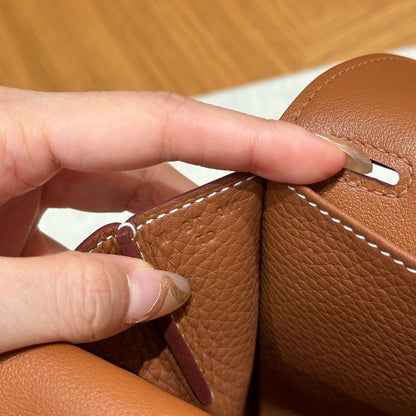 HERMES Halzan 25 金棕色 金扣 Gold TC