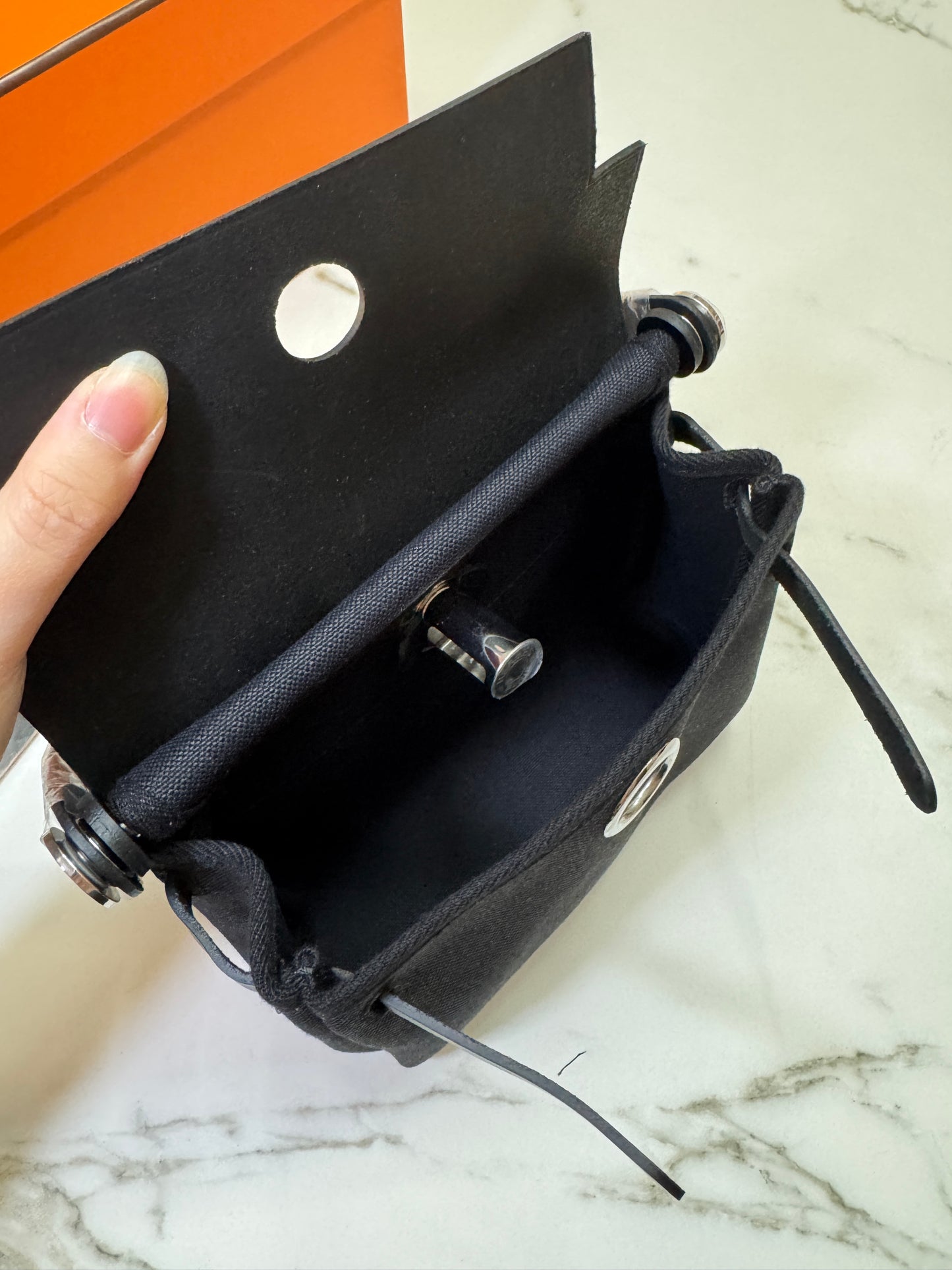 HERMES Mini Herbag 黑銀