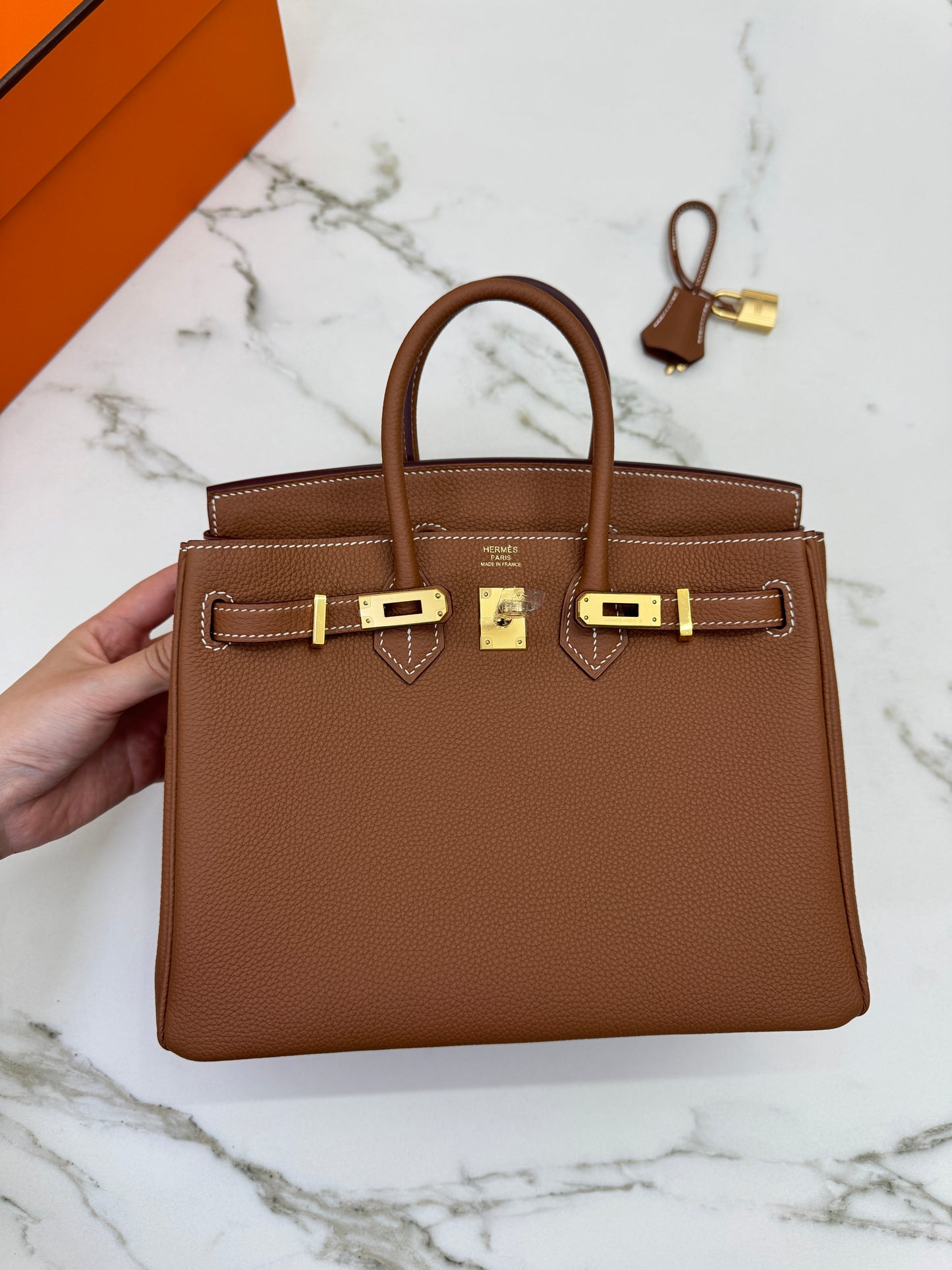 HERMES Birkin 25 金棕色金扣 Togo Gold GHW