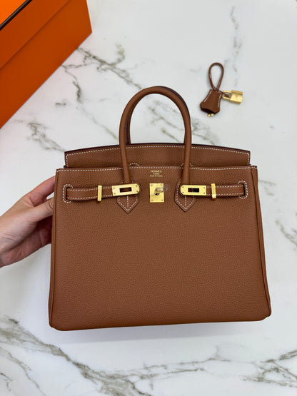HERMES Birkin 25 金棕色金扣 Togo Gold GHW