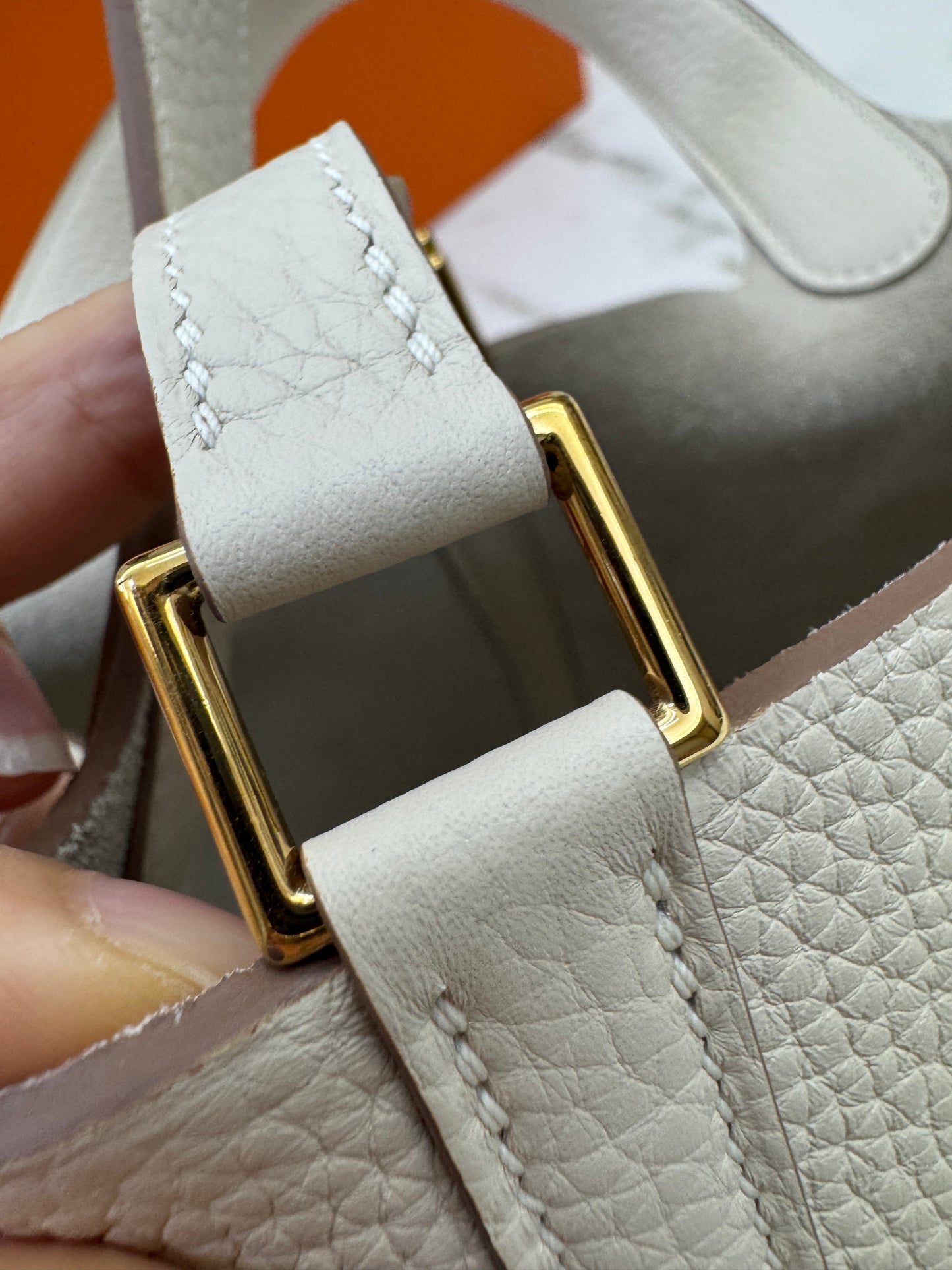 HERMES Picotin 18 奶昔白金扣 Craie GHW