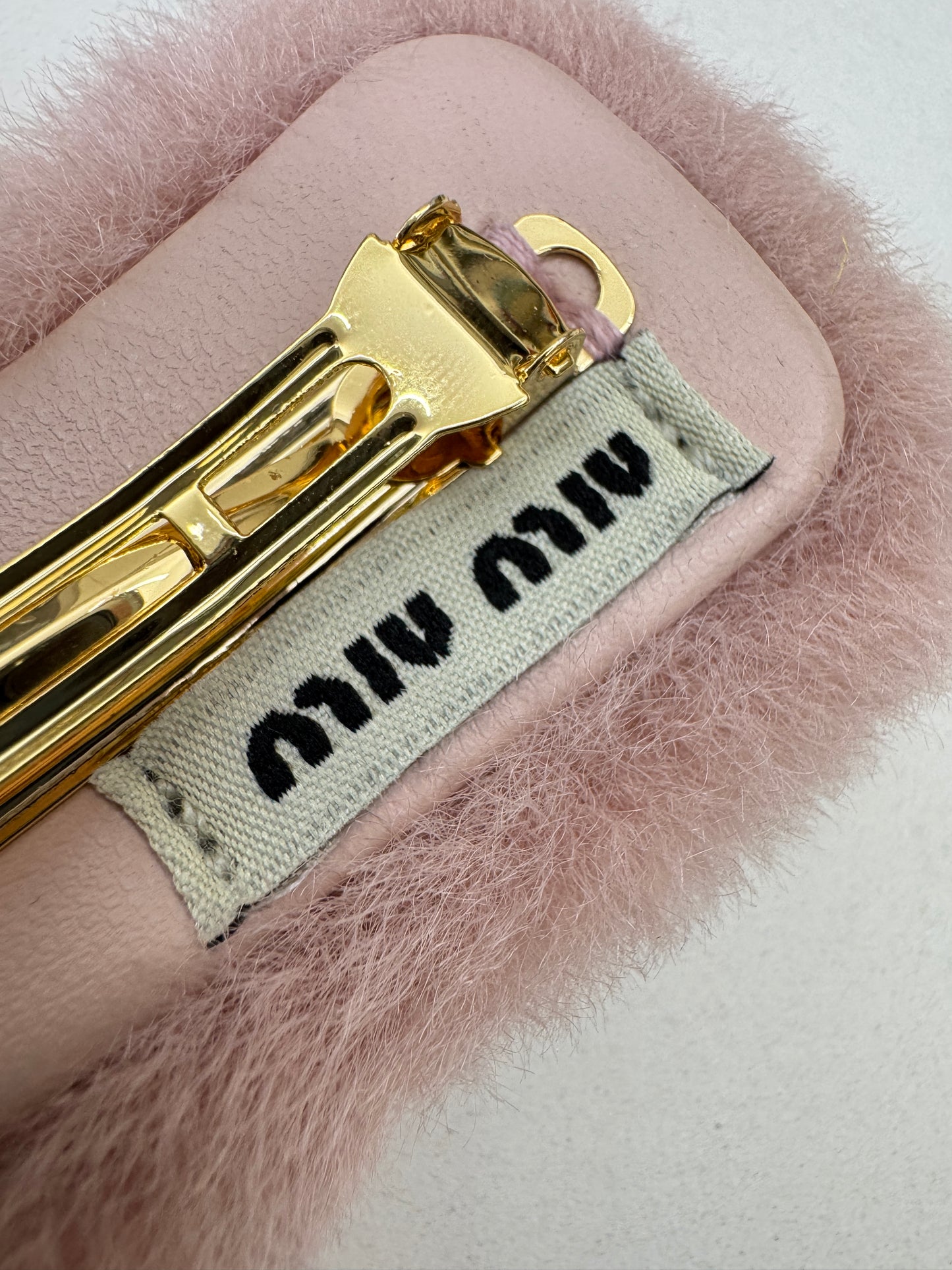 MIU MIU 水貂毛粉紅色髮夾