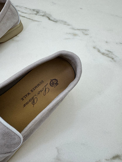 LORO PIANA Summer Walk 珍珠灰滾邊款樂福鞋