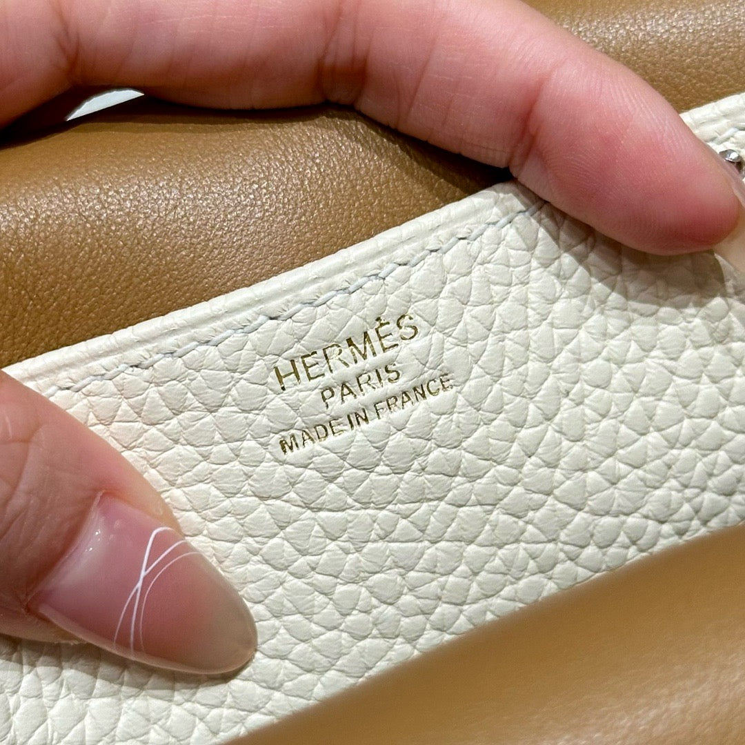 HERMES Halzan22 奶昔白拼奶茶色 金扣 Nata/ Chai TC