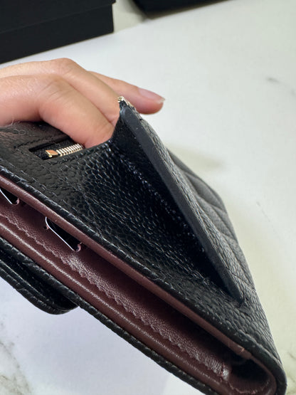 CHANEL CF三摺錢包 黑金牛