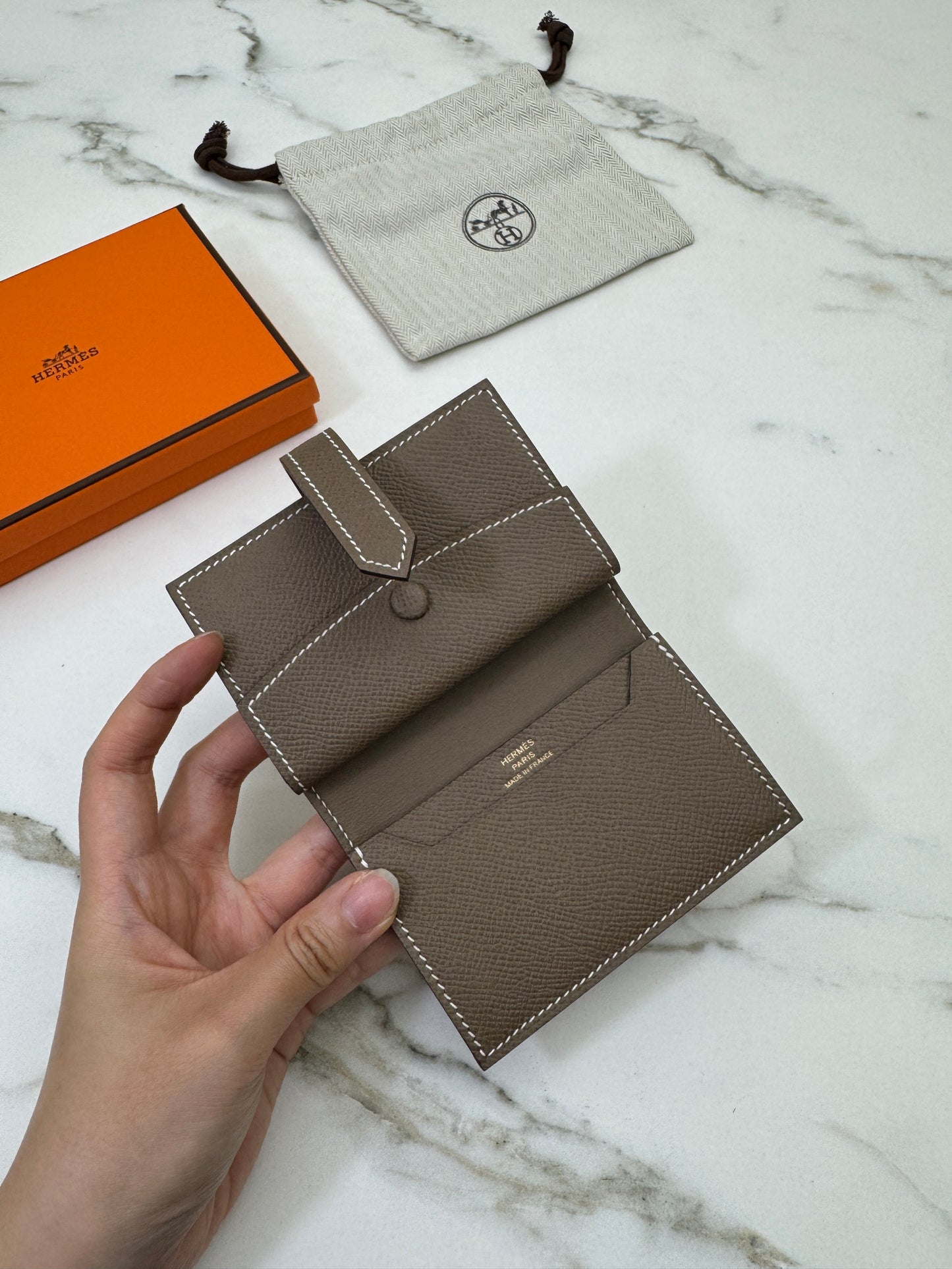 HERMES Bearn Mini Wallet 帶散紙位 大象灰金扣 Etoupe GHW