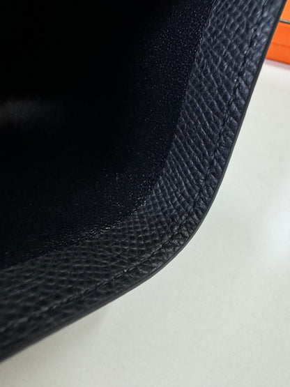 HERMES Bearn Compact Wallet 黑銀 短款 Epsom PHW
