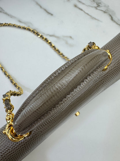 CHANEL 26A 蜥蜴壓紋 灰色Clutch