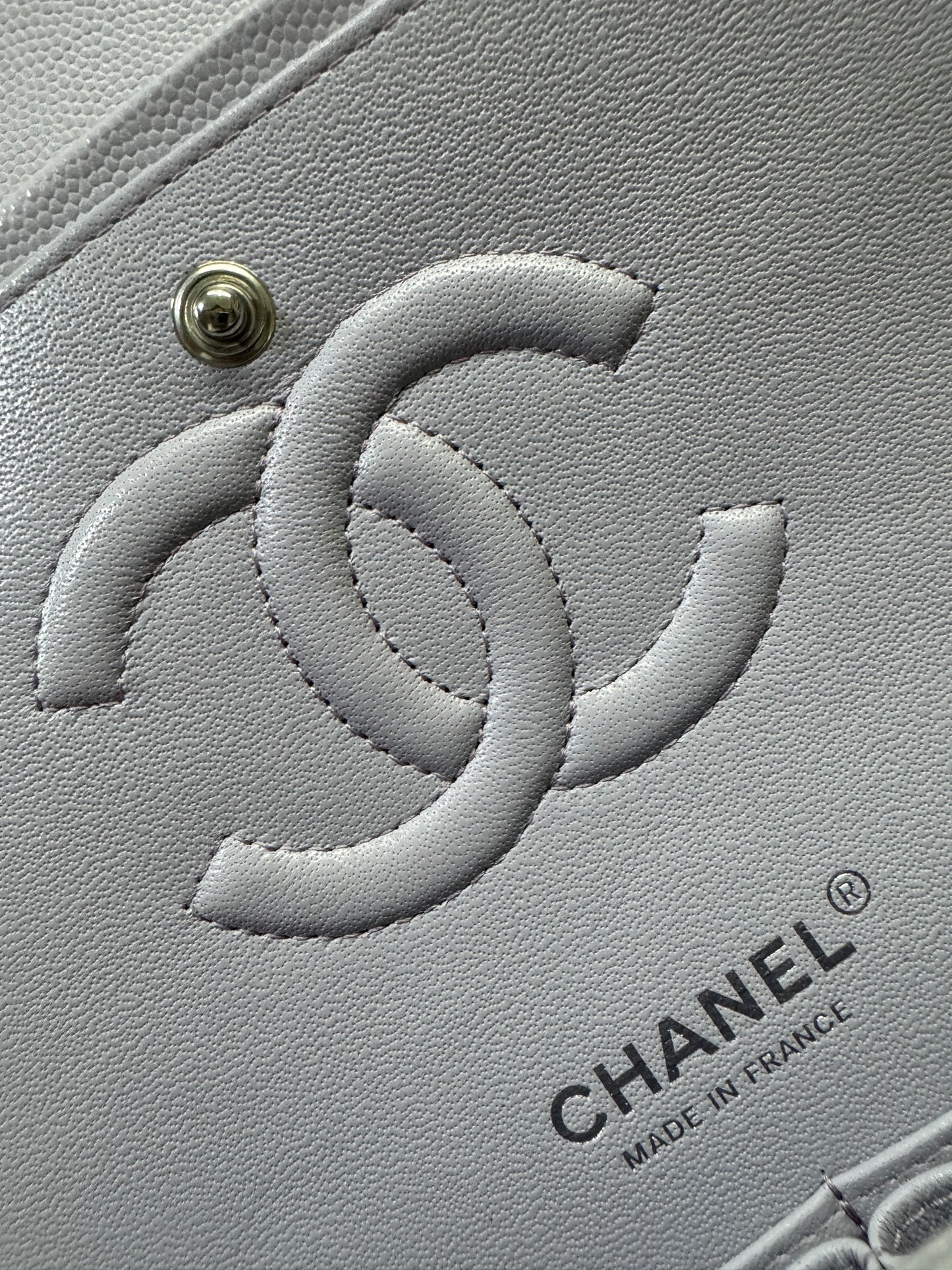 CHANEL CF25 Medium 21K香芋紫銀扣 牛皮 caviar