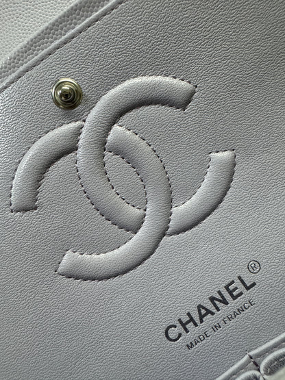 CHANEL CF25 Medium 21K香芋紫銀扣 牛皮 caviar