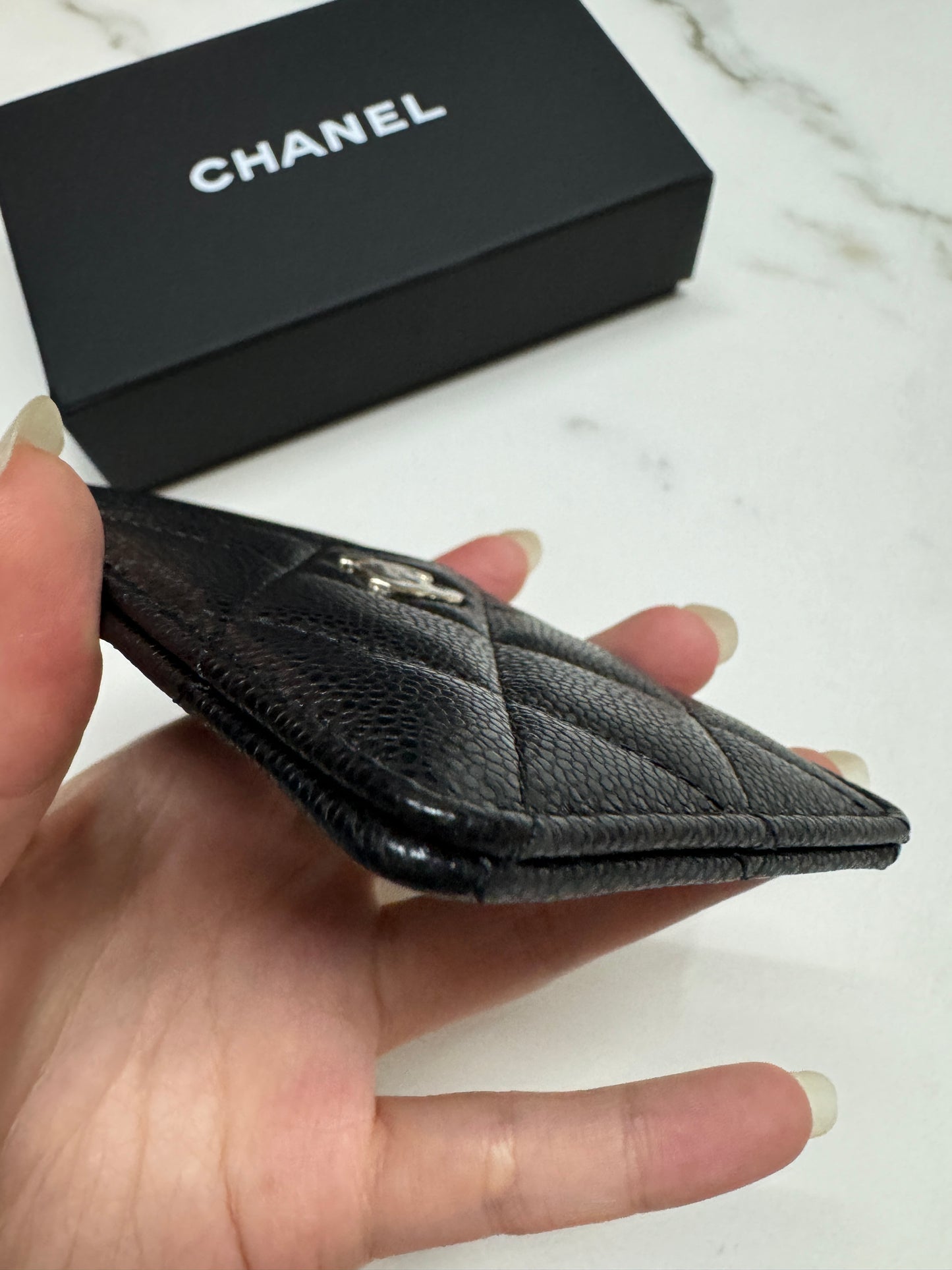 CHANEL 直版 黑色 淡金扣 Card Holder