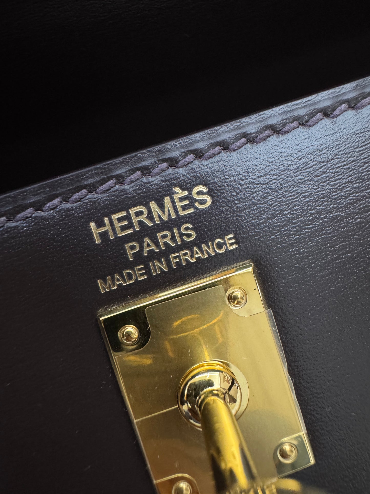 HERMES Kelly 25 烏木色Box皮金扣 外縫 Ebene Box Leather Seilier GHW