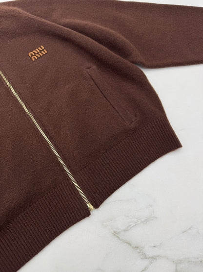 MIU MIU 深棕色針織短外套