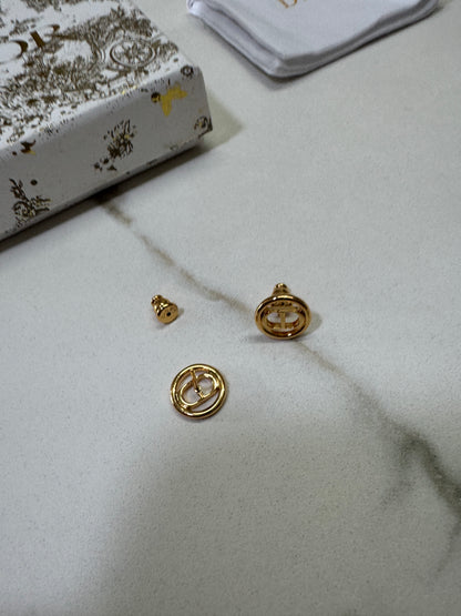 DIOR CD圓形鏤空耳環