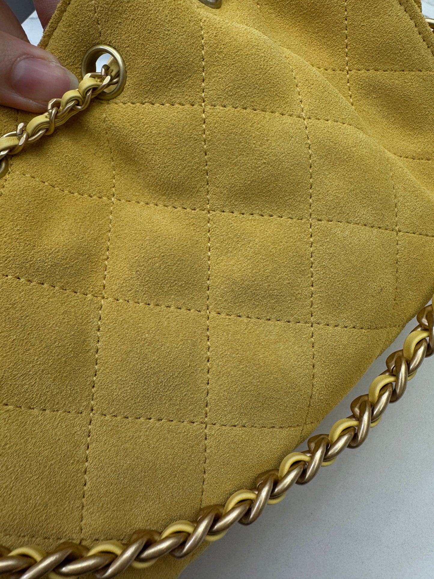 CHANEL Mini 25Bag 麂皮黃色