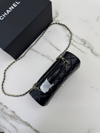 CHANEL Mini CF Handle 黑色羊皮淺金扣 Black Lambskin with GHE